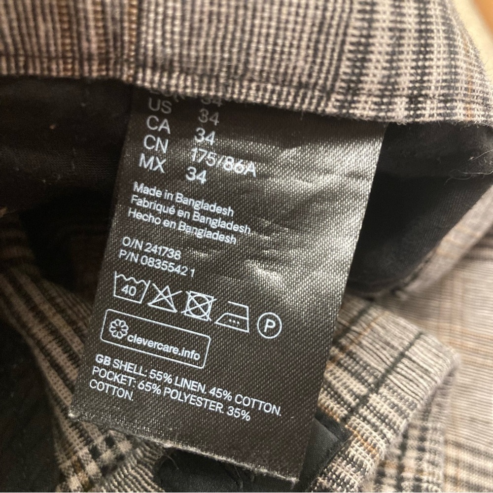 3/$20 H&M Linen Blend Skinny Fit Cropped Plaid Pants Autumn Business Women’s 34 - Picture 3 of 7